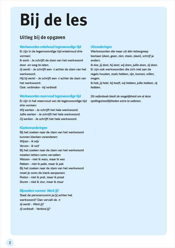 Bij de les instructies