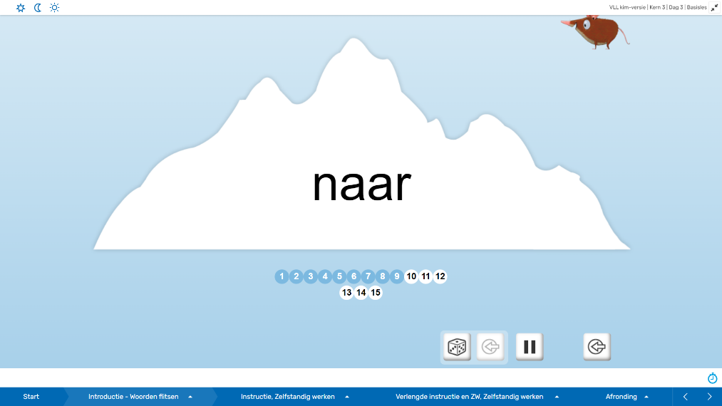 Via de leerkrachtsoftware kan je inzoomen op woorden van het ankerverhaal.