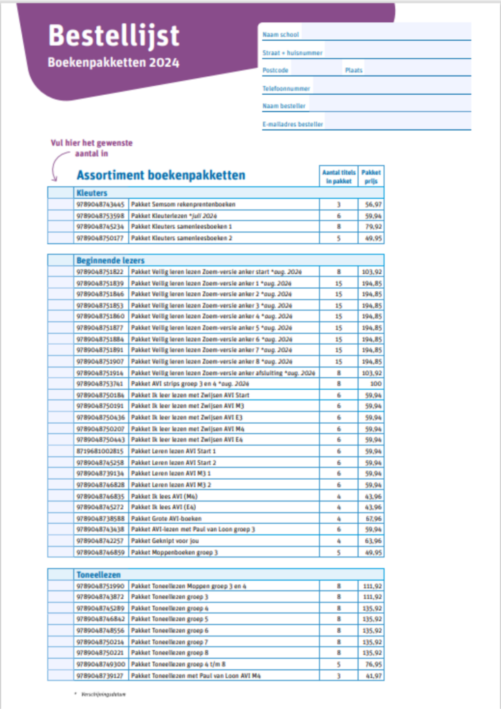 bestellijst productcatalogus 2024 invulbaar